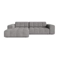 Pilkos spalvos kampinė sofa iš šenilinio audinio (su kairiuoju kampu/su gultu) Chicago – Cosmopolitan Design