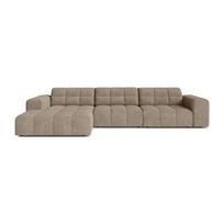 Smėlio spalvos kampinė sofa iš šenilinio audinio (su kairiuoju kampu/su gultu) Chicago – Cosmopolitan Design