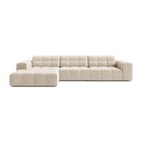 Kreminės spalvos kampinė sofa iš velveto (su kairiuoju kampu/su gultu) Chicago – Cosmopolitan Design