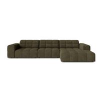 Khaki spalvos kampinė sofa iš šenilinio audinio (su dešiniuoju kampu/su gultu) Chicago – Cosmopolitan Design