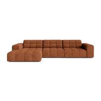 Terakotos spalvos kampinė sofa iš šenilinio audinio (su kairiuoju kampu/su gultu) Chicago – Cosmopolitan Design