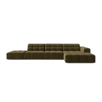 Khaki spalvos kampinė sofa iš velveto (su dešiniuoju kampu/su gultu) Chicago – Cosmopolitan Design