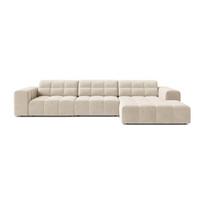 Kreminės spalvos kampinė sofa iš velveto (su dešiniuoju kampu/su gultu) Chicago – Cosmopolitan Design