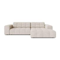Kreminės spalvos kampinė sofa iš šenilinio audinio (su dešiniuoju kampu/su gultu) Chicago – Cosmopolitan Design