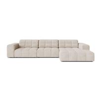 Kreminės spalvos kampinė sofa iš šenilinio audinio (su dešiniuoju kampu/su gultu) Chicago – Cosmopolitan Design