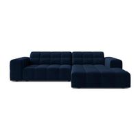Tamsiai mėlynos spalvos kampinė sofa iš velveto (su dešiniuoju kampu/su gultu) Chicago – Cosmopolitan Design