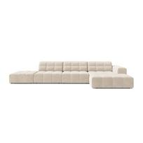 Kreminės spalvos kampinė sofa iš velveto (su dešiniuoju kampu/su gultu) Chicago – Cosmopolitan Design