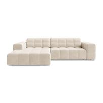 Kreminės spalvos kampinė sofa iš velveto (su kairiuoju kampu/su gultu) Chicago – Cosmopolitan Design