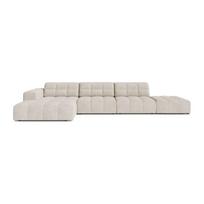 Kreminės spalvos kampinė sofa iš šenilinio audinio (su kairiuoju kampu/su gultu) Chicago – Cosmopolitan Design