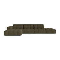 Khaki spalvos kampinė sofa iš šenilinio audinio (su kairiuoju kampu/su gultu) Chicago – Cosmopolitan Design