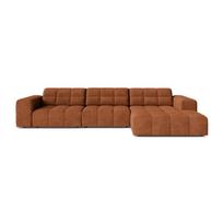 Terakotos spalvos kampinė sofa iš šenilinio audinio (su dešiniuoju kampu/su gultu) Chicago – Cosmopolitan Design