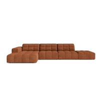 Terakotos spalvos kampinė sofa iš šenilinio audinio (su kairiuoju kampu/su gultu) Chicago – Cosmopolitan Design
