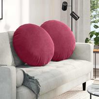Sėdynių pagalvėlės 2 vnt Aksomas Vyno raudona Ø60 x 21 cm