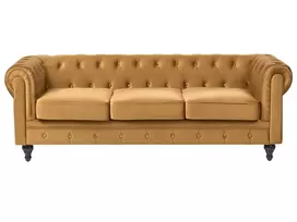3 vietų sofa CHESTERFIELD veliūrinė auksinė