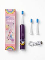 iLike Kids Rechargeable Sonic Electric Toothbrush, USB Charging, 3 Brush Heads (1+2 Replacement Heads), Soft Bristles, Waterproof, Space Astronaut Design Purple