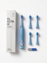 iLike Kids Sonic Electric Toothbrush, Waterproof, 5 Brush Heads (1+4 Replacement Heads), Battery Powered, Soft Bristles, Unicorn Design, Blue Blue