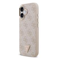 Guess PU Leather 4G Strass Triangle Logo Gold Frame MagSafe Case for iPhone 17 / Pink