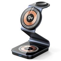 Belaidis įkroviklis Duzzona  W21 3-in-1 15W Wireless Charging Stand Phone Earphone Watch Charger (Qi2 Certified) Transparent