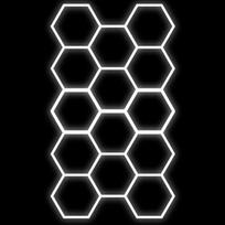 Hexagon luminaire set, 14 pc., with accessories, 456W, 6000K, IP20, 54720 Lm