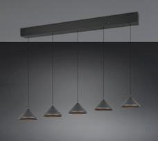 Trio Laguna LED piekarama lampa 5-pc matt black brushed steel 336210532 4017807667684