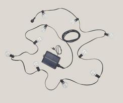 Trio Mood hybrid solar light chain 10xE27 (incl.) black rechargeable dusk sensor gaismeklis R74761132 4017807622607 dārza virtene ar saules bateriju