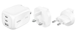 Adapteriai Belkin  BOOSTCHARGE 100w 2C1A Wall Charger with interchangable plug tips UK, EU, US White