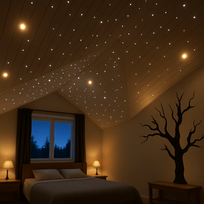 LED Starry Sky Set, for saunas, children's rooms, bathrooms, 12 lights, automatic RGB, IP54, 70°, gold body
