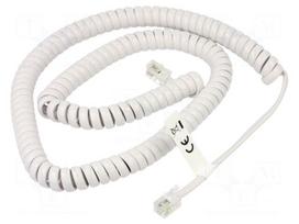 Cable: telephone | coiled | RJ10 plug,both sides | white | Core: CCA