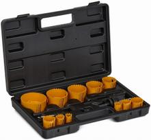 Gręžtuvai, suktuvai, perforatoriai // Gręžtuvai ir suktuvai // \nZESTAW OTWORNIC DO DREWNA I METALU 17szt. 19-76mm + adapter KD10758\n