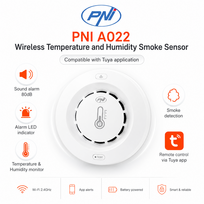 Dūmų, temperatūros ir drėgmės jutiklis  A022 su Wi-Fi, Tuya programėle, suderinamas su Alexa