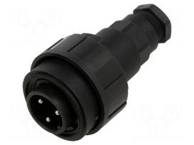 Connector: circular | plug | male | PIN: 3 | 12A | 277V | IP68,IP69K | 5÷7mm