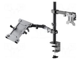 Holder: desktop | monitor,TV | black | with laptop arm | 8kg