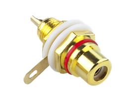 Jungtys // Different Audio, Video, Data connection plug and sockets // 93-567# Gniazdo rca montażowe złote duże czerwone