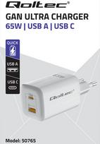 GaN ULTRA 65W įkroviklis| 5-20V | 2.25-3.25A | 1 x USB Type-C PD | 1x USB QC 3.0 | Nešiojamas kompiu