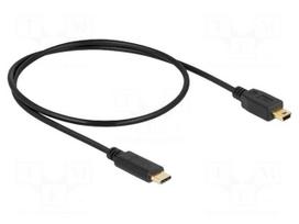 Cable | USB 2.0 | USB B mini plug,USB C plug | gold-plated | 0.5m
