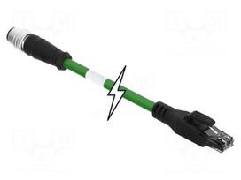 Adapter | M12 male,RJ45 plug | D code-Ethernet | PIN: 4 | IP67 | Cat 5e