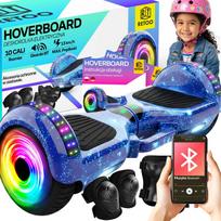 Sporto ir aktyvaus poilsio // Dviračių priedai // Hoverboard 10' cali deskorolka elektryczna led deska głośniki bt 10 cali ochraniacze - niebieska e031-2