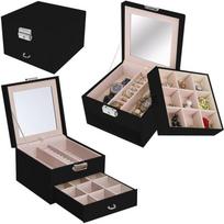 Produktai namams ir sodui // Įvairūs namų ir buities priedai // Szkatułka na biżuterię pojemny organizer elegancki kuferek z lusterkiem