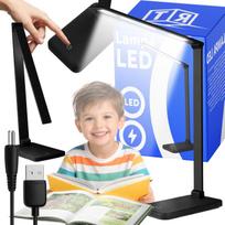 LED apšvietimas // Šviestuvai iš naujų pristatymų // Lampka led biurkowa szkolna na biurko dotykowa 5 barw 5w ściemniana usb -e147-1 czarny