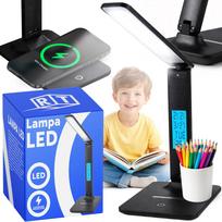 LED apšvietimas // Šviestuvai iš naujų pristatymų // Lampka led biurkowa regulowana szkolna biurko wyświetlacz lcd ładowanie usb -czarna e146-2 skórzany wzór z 1 przyciskiem