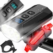 Sporto ir aktyvaus poilsio // Dviračių priedai // Mocna lampka rowerowa światło led przód + tył 900lm latarka 2500mah - er1032
