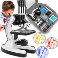 Produktai namams ir sodui // Įvairūs namų ir buities priedai // Mikroskop optyczny opticon lab starter - 1200x - 3 obiektywy + akcesoria - walizka w kolorze szarym