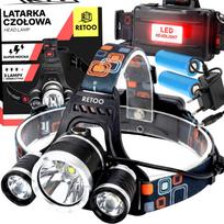 Įrankiai ir matavimo prietaisai // Įrankiai sodui, namams ir remontui // Latarka czołowa na głowę 3 diody led t6 cree lampka czołówka mocna -e051