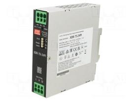 Power supply: switching | for DIN rail | 75W | 24VDC | 0÷3.12A | OUT: 1