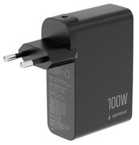 Charger Gembird 4-port 100W GaN USB Fast Charger LCD Black USB PD QC 3.0
