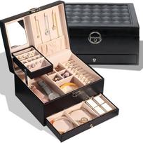Produktai namams ir sodui // Įvairūs namų ir buities priedai // Szkatułka na biżuterię organizer pudełko elegancki kuferek z lusterkiem