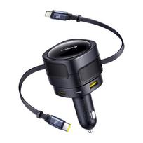 Baseus Enjoyment Max Car Charger with USB-C + Lightning Cables and USB-A + USB-C Ports 90W / black