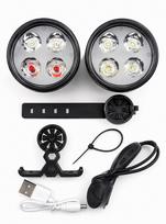Dviračio priedas iLike  USB Rechargeable 4-LED Bike Light Set – Front & Rear Bicycle Lights with 120dB Horn