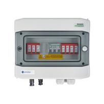 Switchgear attached DCAC hermetic IP65 EMITTER with Dehn 1000V type 2 DC surge arrester, 1 x PV string, 1 x MPPT // og. AC Dehn type 2, 25A 3-F