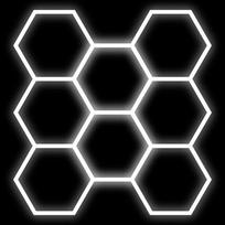 Hexagon luminaire set, 8 pc., with accessories, 280W, 6000K, IP20, 33600 Lm